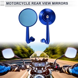 RATCHROLL 1 Set Universal Motorcycle Rear View Mirrors Adjustable Bar End Side Mirrors Mount M8/M10 Blue Aluminum Alloy Round Shape