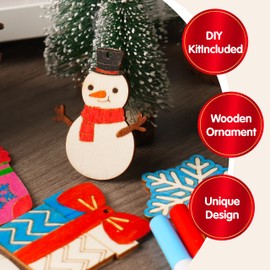 JOYIN 60 Pcs Christmas Wooden Hanging Ornaments Craft Kits, Unfinished Blank Wood Ornaments to Paint for Kids, Christmas Arts & Crafts Bulk, DIY Decorations Coloring Making Set for School Activities