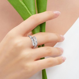 BEILIN Hope Rings Just Breathe Sterling Silver Faith Cross Ring Adjustable Promise Rings Inspirational Jewelry Personality Mood Gift for Women, Metal, No Gemstone