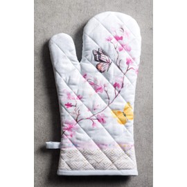 Maison d' Hermine Oven Mitts + Pot Holders 100% Cotton Heat Resistant Oven Mitt (7.5"x13") & Pot Holder (8"x8") for Cooking BBQ Baking Grilling, Happy Florals - Sweety - Spring/Summer