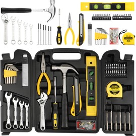 DOWELL 90 Piece Tool Set Home Repair Hand Tool Kit with Wrench Sets Plastic Tool Box Storage Case