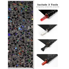 JAYONG Blackout Window Privacy Film with Free Installation Tools, 100% UV Blocking Window Film for Glass, Static Cling Heat Control Rainbow Opaque Window Tint for Home Bedroom (17.5 x 78.7 Inch)