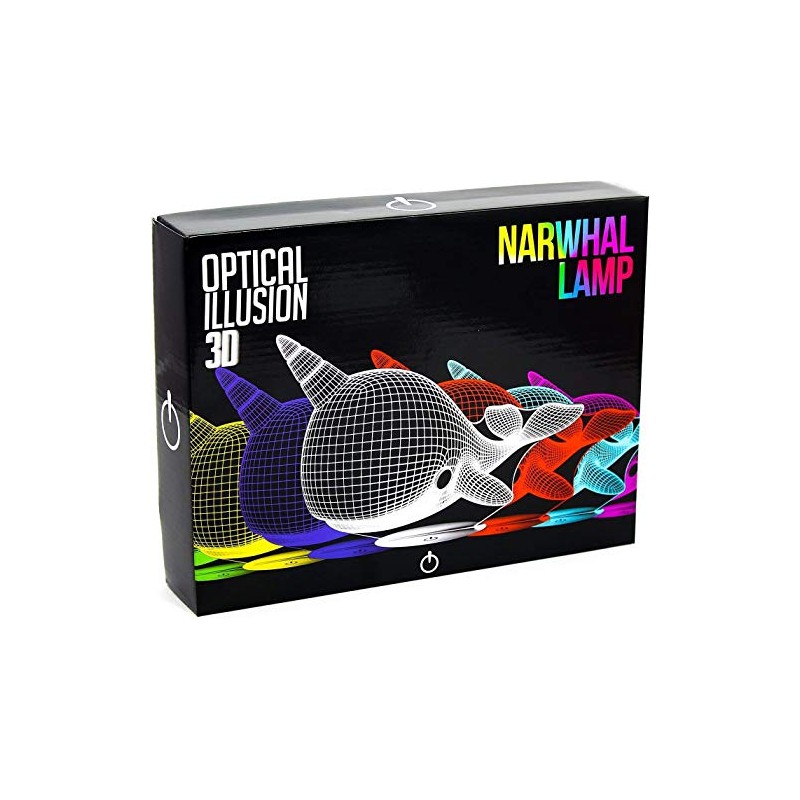 Narwhal 3D Optical Illusion Night Light, Touch Control, LED 7