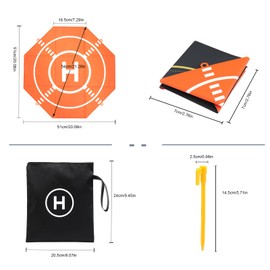 Drone Landing Pad Portable Foldable,25in Double-Sided Waterproof Helipad for DJI Mavic 4 Pro/Mini 4 Pro/Mavic 3 Pro/Neo/Flip RC Drones Helicopter, Drone Landing Pad Accessories (25in—Orange)
