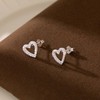 Reffeer Solid 925 Sterling Silver CZ Heart Stud Earrings for