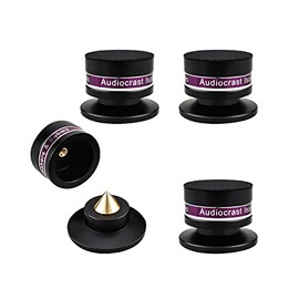 HiFi (IF03B) Speaker Isolation Spikes, Shockproof Stand Feet Shock Absorber, Speaker Base Pads with Non-Slip Base Pad for Turntable Amplifier CD DAC Recorder (Black)