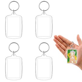 IKadiya Key Ring for Picture Frame [4 Pieces], Acrylic Photo Keyring, Keychain, Picture Frame Pendant Gift, Crafts, Gift for Men, Women, Birthday, Anniversary, transparent