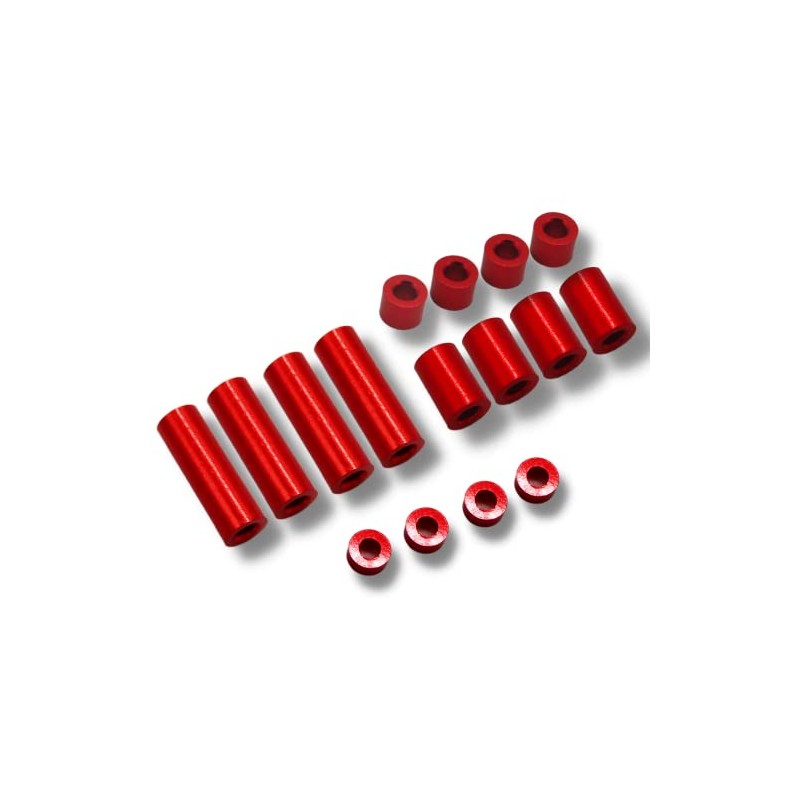 TAGATORON Aluminum Spacer Set (12mm/6mm/3mm/1.5mm Each 4 Pieces) (Red)