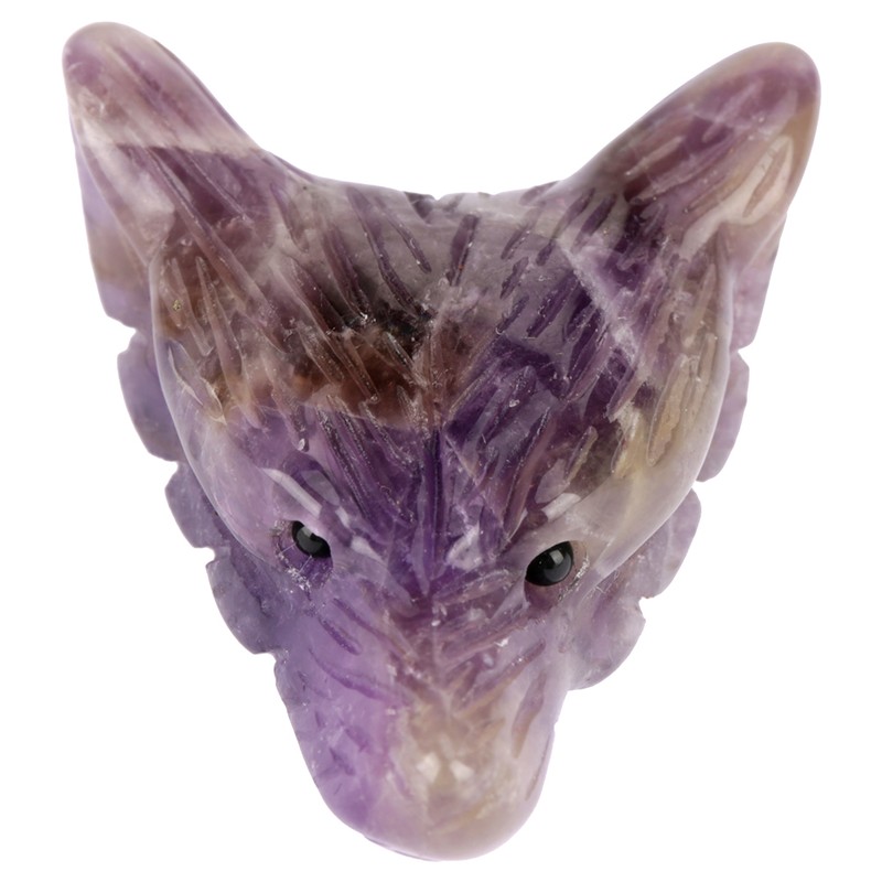 Wolf Head Statue Pendant Natural Stone Crystal Quartz Carved Necklace
