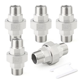 TAISHER 5PCS 304 Stainless Steel Union，1/4" NPT Male x 1/4" NPT Male Cast Pipe Fitting