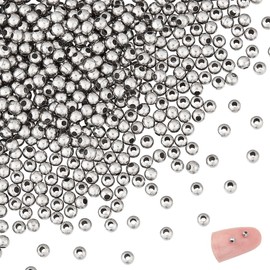 UNICRAFTALE About 500Pcs 3mm Stainless Steel Ball Beads Tiny Round Loose Bead 1mm Hole Smooth Seamless Metal Spacers Finding for Bracelet Necklace Earring Jewelry Making Hole: 1mm