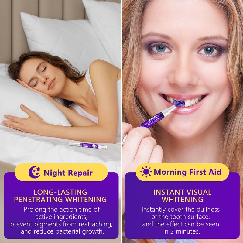 Teeth Whitening Pen 6 Pack, Professional Purple Teeth Whitening Gel