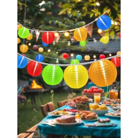 Pallerina Multicolor Lantern String Lights,25ft 10pcs Chinese Lanterns with G40 LED Light Bulb,Plug-in Nylon Hanging Lanterns Lights for Outdoor,Patio, Backyard, Summer Party,Garden,Festival