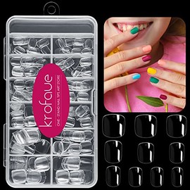 Kids Short Clear False Nails krofaue 240Pcs Full Cover Press on Nails for Little Girls Children Fake Nails Fingernail Decoration 10 Sizes Clear Soft Gel Nail Tips for Kids