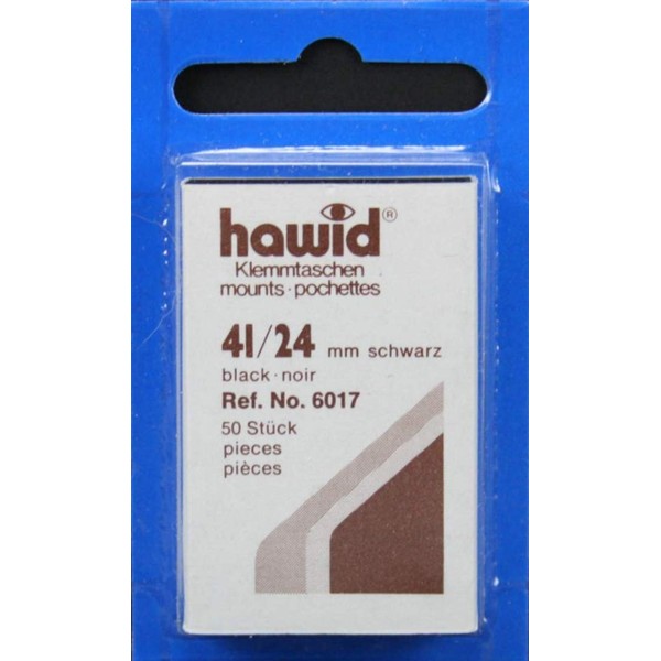 Hawid Stamp Mounts - 41 x 24mm - Black (50 per pack)