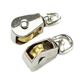2 Pulleys / Block Cable Pulley with Brass Wheel and Swivel 60 x 24 mm