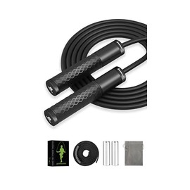 Weighted Jump Rope for Men, Women (1.5LB) - Alloy Steel Handles, Speed Skipping Rope, Gym,Indoor/Outdoor - Fitness, Workout, Boxing - Solid PVC & Cott