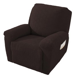 NORTHERN BROTHERS Oversized Recliner Chair Covers - Large Recliner Cover That Stay in Place 4 Piece, Jacquard Lazy Boy Recliner Chair Covers 1 Seater, Chocolate