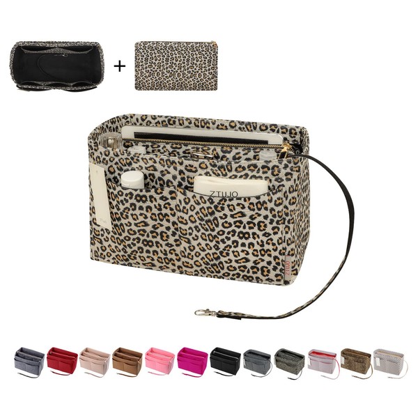 ZTUJO Purse Organizer Insert, Felt Bag Organizer with Metal Zipper,