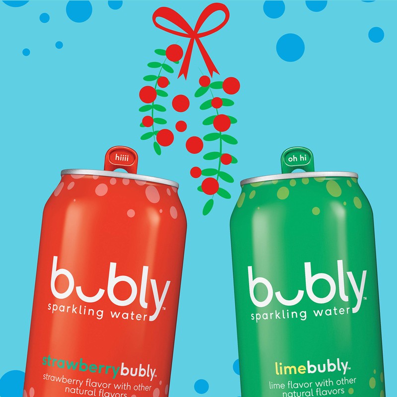 bubly Sparkling Water, Holiday Variety Pack, 12 fl oz. cans