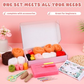 UOOU Needle Felting Kit for Beginners, Wool Felting Kit with 6 Pcs Colorful Needle Felting Needles and Instructions, Wool Felting Supplies for Adults