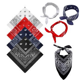 Xinlon Bandana Triangular Scarf 54 x 54 cm, Pack of 4 Nicki Scarves, Headscarf, Neckerchief with Paisley Pattern, Bandana, Versatile Wearing Options, Handkerchief for Adults and Children, red