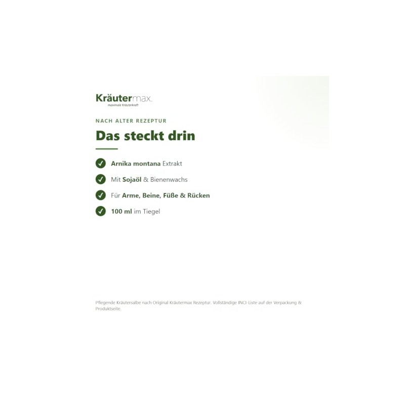 Kräutermax Arnica Ointment Cream High Dose 100 ml - Natural