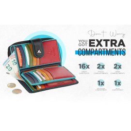 Visconti bi-fold women’s purse, Colorado combination leather, multicoloured purse (CD-22) RFID Multicolour