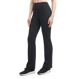 Danskin Women's Active High Waist Straight Leg Yoga Pants, Black Salt