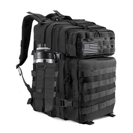 CtopxCone 45L Military Tactical Backpacks For Men Camping Hiking Trekking Daypack With Removable Water Bottle Pouch Bug Out Bag Lage MOLLE 3 Day Assault Pack - Balck Army Pack