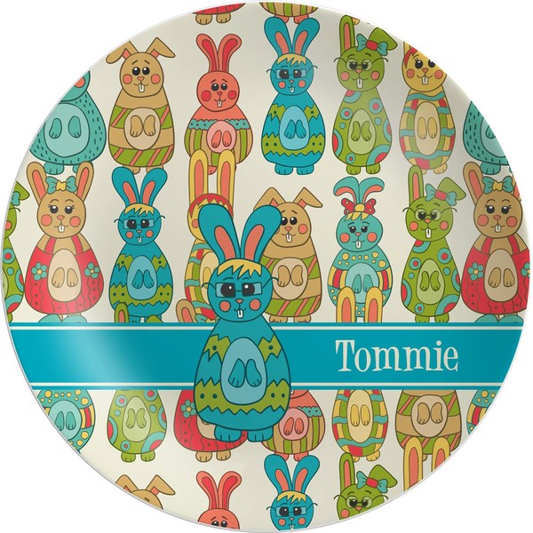 Personalized Fun Easter Bunnies Melamine Salad Plate - 8"