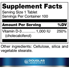 Douglas Laboratories - Vitamin D (1,000 I.U.) - Vitamin D3 Health Supplement - 100 Tablets