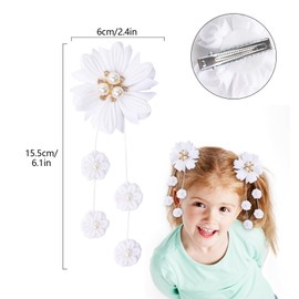 2 Pack Flower Hair Clips for Girls, White Hair Bows Girl’s Hair Clips Flower Hair Accessories for Toddler Girls