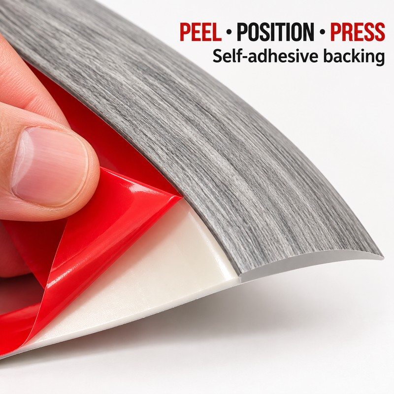 1M Self-Adhesive PVC Floor Transition Strip, 4cm Wood Grain Doorway