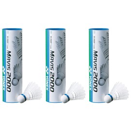 YONEX Badminton Shuttle Mavis 2000P (Nylon + Natural Cork), Pack of 6 x 3 Cans (18 Pieces), MIDDLE (Suitable Temperature 12 - 23°C), M-2000P