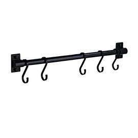 A/N PEPAXON Hook Rail Kitchen Hook Rail Kitchen Aid Hanging Rail Kitchen Holder Hanging Rail Bathroom Hook Rail Pan Holder (30 cm - 5 Hooks)