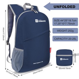 ZOMAKE Ultralight Foldable Backpack 20 Litres, Small Backpacks Waterproof Hiking Backpack Packable Backpack for Women Men Outdoor Hiking