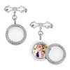 HOBBIESAY 2Pcs Photo Wedding Bouquet Charm Brass Brooches Alloy Rhinestone