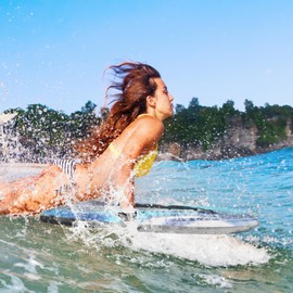 SPORFIT Bodyboard, 33/37/41 Inch Lightweight Surf Board with EPS Core, XPE Deck & HDPE Slick Bottom, Adjustable Wrist Leash, Body Board for Beach, Suitable for Kids Adults (Blue Wave, 33")