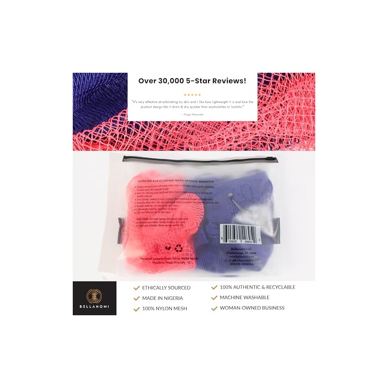 Bellanomi Esponjas exfoliantes africanas BELLANOMI Sapo (paquete de 2) –