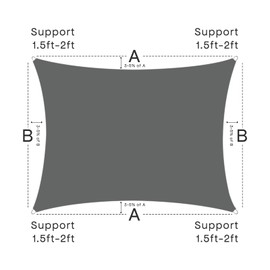 Vexoria Waterproof Sun Shade Sail, 12' x 16' 95% UV Block Sun Shade Canopy Rectangle Outdoor Shade Cover, Awning Shelter for Outdoor Patio Garden Backyard, Customizable（Dark Gray）