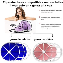 Arandelas de sombrero Marco de lavadora de gorra negra Lavadora de gorras de beisbol Porta gorras de lavadora 2 tamaños de marco de lavado de gorros Para casco de niño adulto, blanco