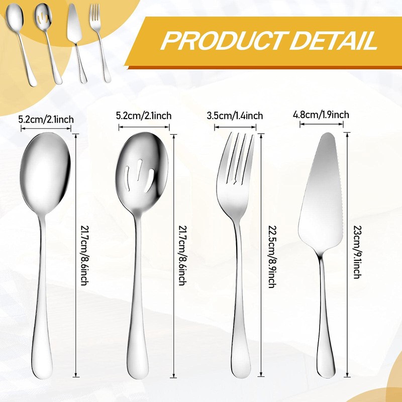 Tanlade 19 Pcs Stainless Steel Serving Utensils Set Flatware Include