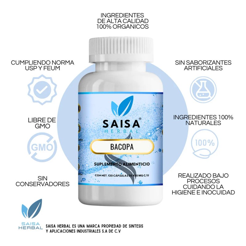 Bacopa Monnieri 450 Mg | 120 Cápsulas | Saisa Herbal