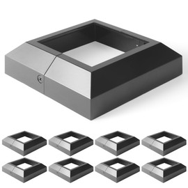 Wocepu 8 pcs 4x4 (Actual: 4"x4") Aluminum Deck Post Base Cover, for Deck railings, Stairs, Patios, Porches Split Deck Post Skirt (Black)