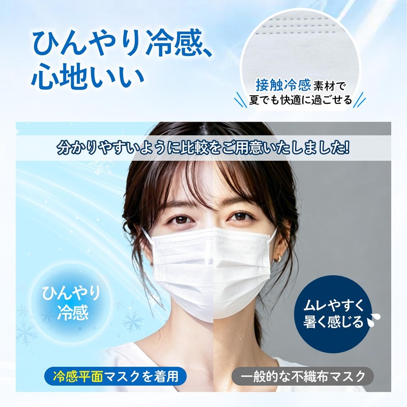 AI-WILL New Sensation Cooling Non-Woven Fabric Mask 50-Piece Pack, Summer,
