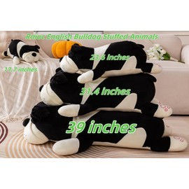 Bulldog Plush Toy - Jumbo Stuffed Animal Dog 31.4 Inch,Ultra Soft Cuddle Pillow for Kids Adults,Black Bulldog Gift for Boys Girls (Black 80cm)