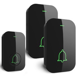 XUNIVERS Wireless Doorbell Set, 400 m Range, IP55 Outdoor Waterproof Front Door Bell with 2 Plug-In Receivers, 60 Melodies, 5 Volume Levels, Receiver Simply Into the Socket (Black)