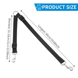 Adjustable Double Dog Lead, No Tangle Free Rotation Dog Lead, Double Dog Leash for Walking 2 Dogs No Tangle (Black)