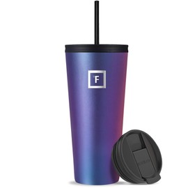 IRON °FLASK Classic Tumbler - Vacuum Insulated Stainless Steel Water Bottle, Double Walled, Drinking Cup, Insulated Travel Mug (Aurora, 32 oz Solid Lid)